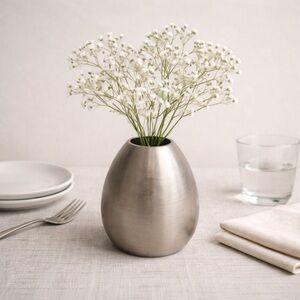 Vtg KENNETH WINGARD SF Heavy Gauge  Brushed Stainless Steel Vase MCM #12202510